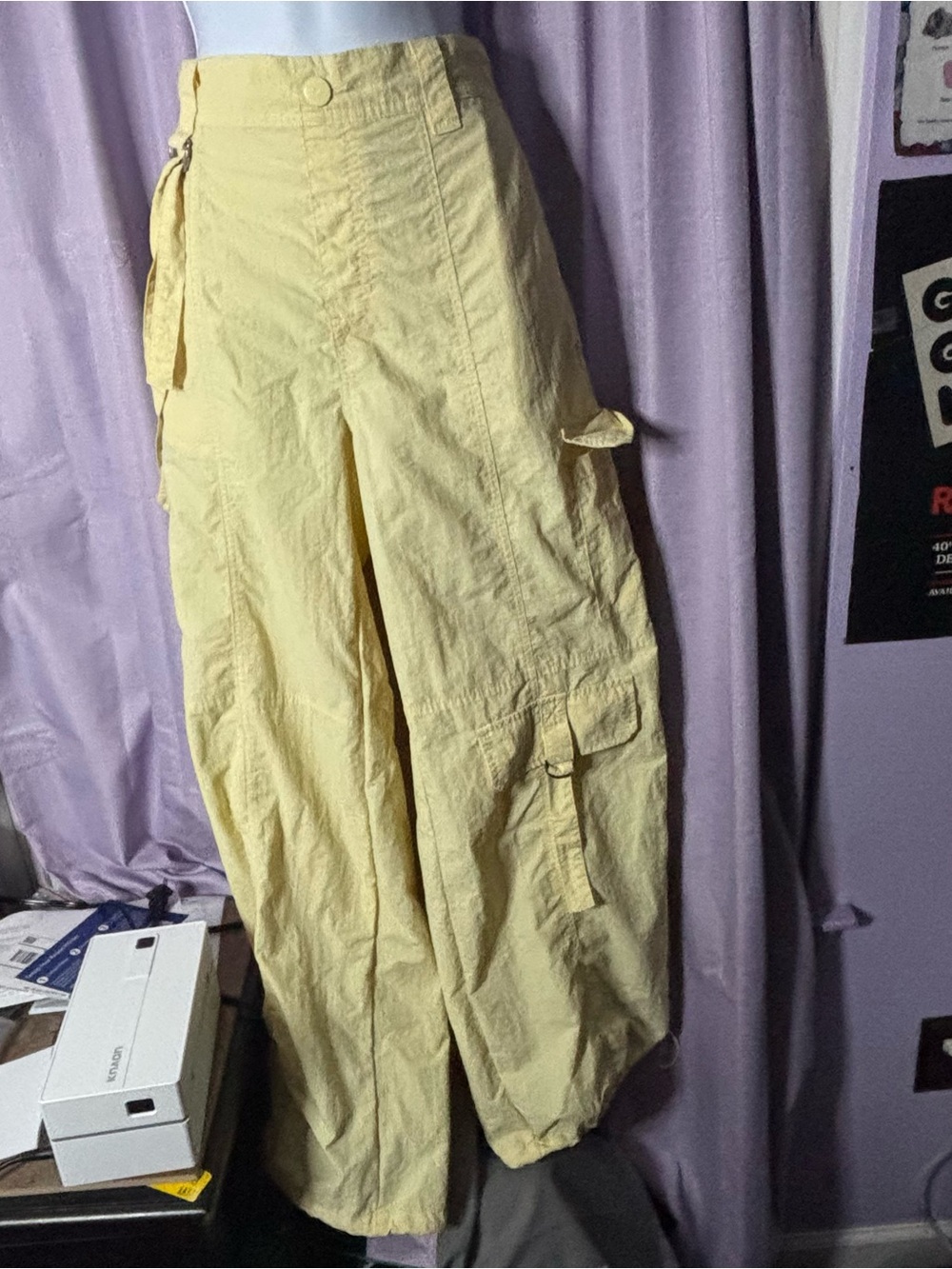 No Boundaries Pale Yellow Cargo Jogger Pants